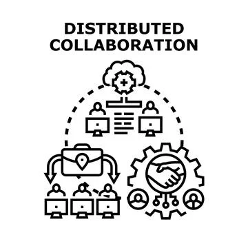 Distributed collaboration concept forming global teamwork Stock Illustration