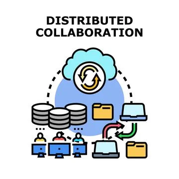 Distributed collaboration concept for global teamwork and data sharing イラスト素材