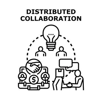 Distributed collaboration concept uniting global business team Ilustração Stock