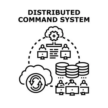 Distributed command system managing network users and data Stock Illustration