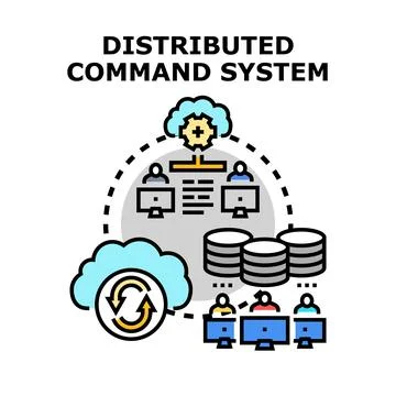 Distributed command system managing network users and data 스톡 일러스트