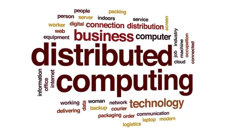 Distributed computing animated word cloud, text design animation. Stock Footage 76351265