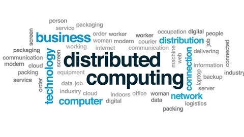 Distributed computing animated word cloud, text design animation. Stock Footage 76503699