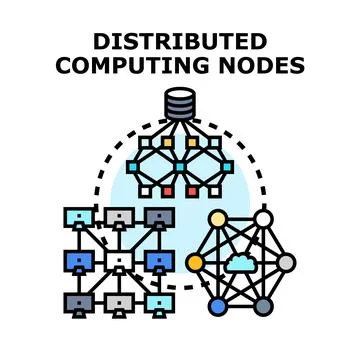 Distributed computing nodes processing data connection concept Stock Illustration