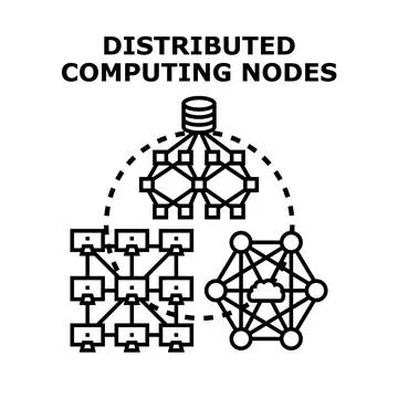 Distributed computing nodes processing data connection concept Stock Illustration