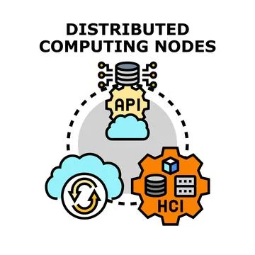 Distributed computing nodes system for cloud data processing Stockillustratie