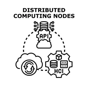 Distributed computing nodes system for cloud data processing Illustrazione stock