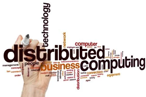 Distributed computing word cloud Foto stock