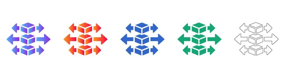 Distributed Data and Network Architecture Icons Stock Illustration