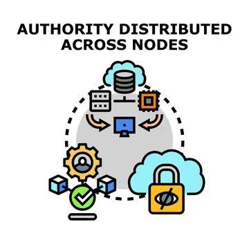 Distributed data authority across decentralized network nodes Stock Illustration