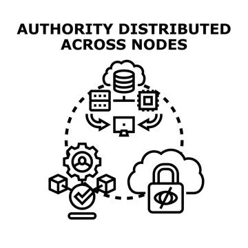 Distributed data authority across decentralized network nodes Stock Illustration
