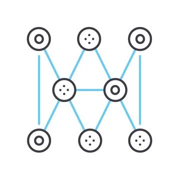 Distributed data infrastructure line icon, outline symbol, vector illustration Illustrazione stock