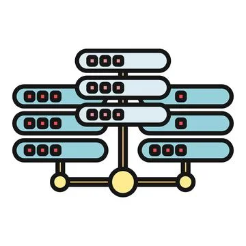 Distributed data server network architecture connecting cloud hosting service Stock Illustration