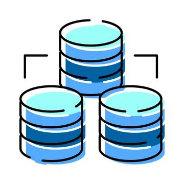 Distributed data storage connecting network computing services Ilustração Stock