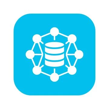 Distributed database with connected nodes for decentralized data storage an.. Stock Illustration