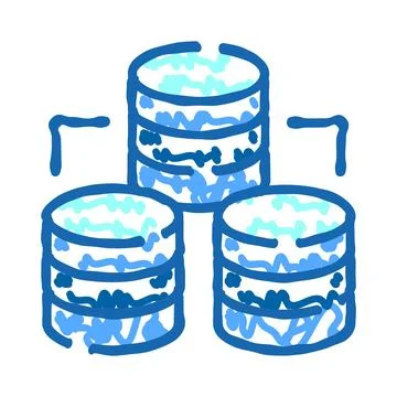 Distributed database servers storing digital information technology Stockillustratie