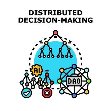 Distributed decision making process using ai and dao Stock Illustration