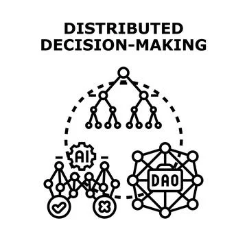 Distributed decision making process using ai and dao Stock Illustration