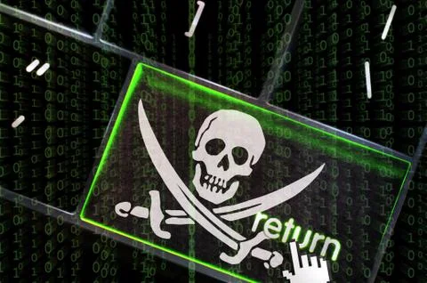 Distributed denial of service concept with the focus on the return button ove Stockillustratie