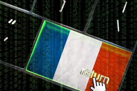 Distributed denial of service concept with the focus on the return button ove Stockillustratie