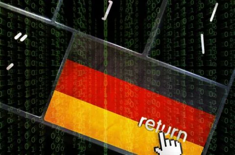 Distributed denial of service concept with the focus on the return button ove Stockillustratie