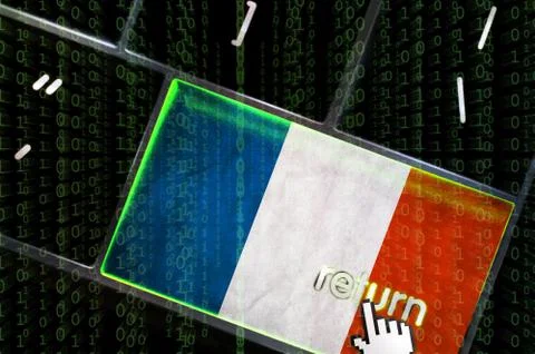 Distributed denial of service concept with the focus on the return button ove Stockillustratie