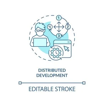 Distributed development turquoise concept icon Stock Illustration