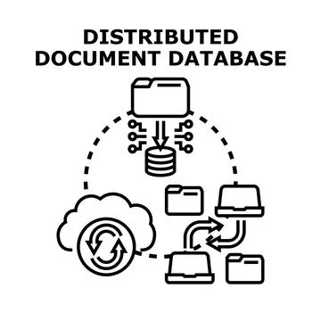 Distributed document database global data networking technology Stock Illustration