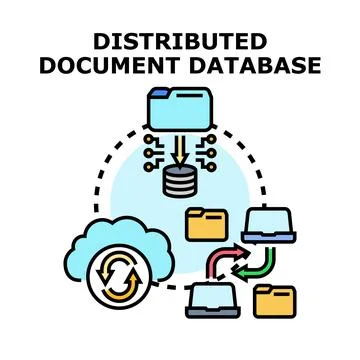 Distributed document database global data networking technology Stock Illustration