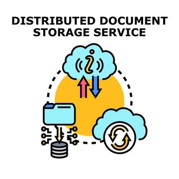 Distributed document storage service connecting cloud data Stock Illustration