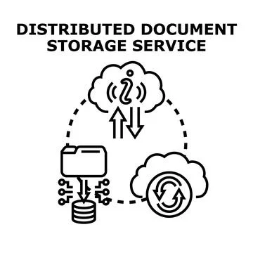 Distributed document storage service connecting cloud data Stock Illustration