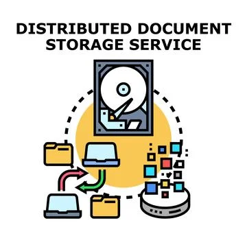 Distributed document storage service system connecting devices Stock Illustration