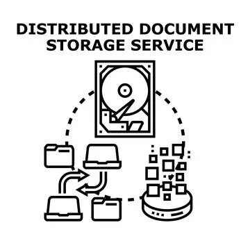Distributed document storage service system connecting devices Stock Illustration