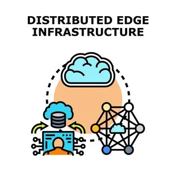 Distributed edge infrastructure computing network concept system Stock Illustration