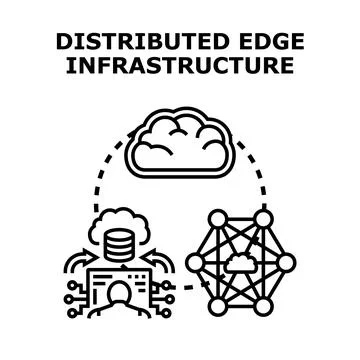 Distributed edge infrastructure computing network concept system Stock Illustration