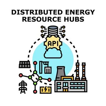 Distributed energy resource hubs concept illustration Stock-Illustration