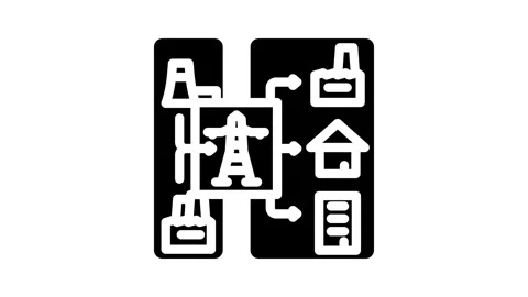 Distributed generation electric glyph icon animation Vídeo Stock 326742334