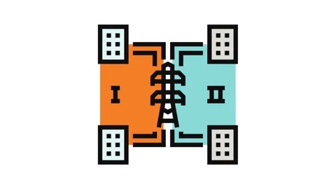 Distributed generation electric grid color icon animation Vídeo Stock 326104196