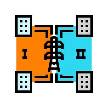 Distributed generation electric grid color icon vector illustration Stock Illustration