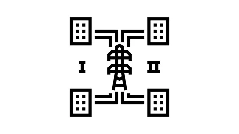 Distributed generation electric grid line icon animation Vídeo Stock 326130562