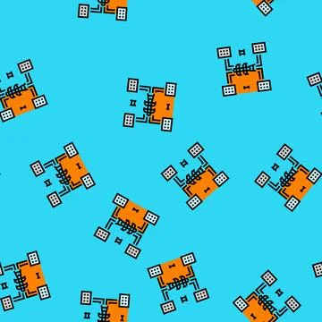 Distributed generation electric grid vector seamless pattern 스톡 일러스트