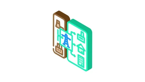 Distributed generation electric isometric icon animation Vídeo Stock 327288962