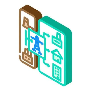 Distributed generation electric isometric icon vector illustration Stock Illustration