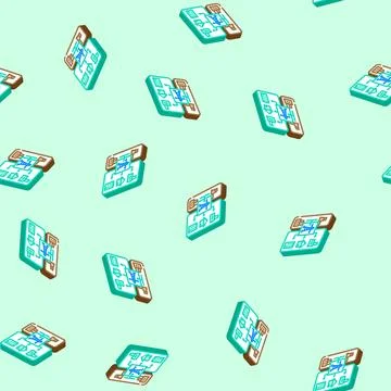 Distributed generation electric isometric icon seamless pattern Illustrazione stock