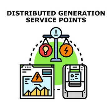 Distributed generation service points balancing energy supply and demand Stock Illustration