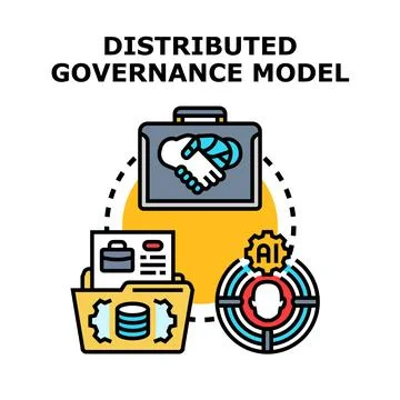 Distributed governance model developing business strategy and data management Stock Illustration