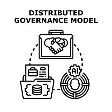 Distributed governance model developing business strategy and data management Stock Illustration