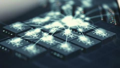 Distributed GPU Cluster Network Activity 库存照片