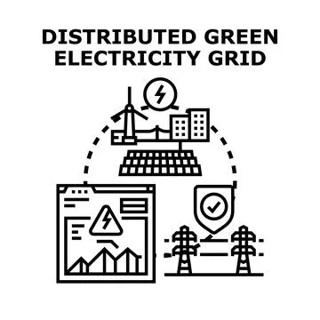 Distributed green energy smart grid concept illustration Stock Illustration