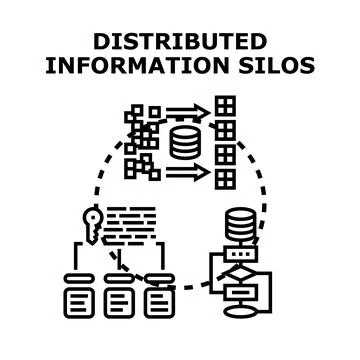 Distributed information silos concept vector illustration 스톡 일러스트
